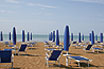 Beach Umbrellas And Lounges At Bibione